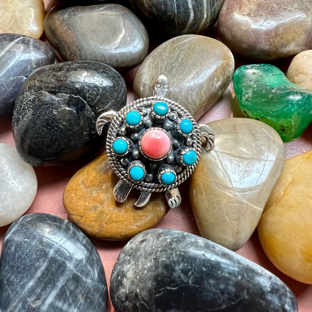 Southwestern Statement Turtle Ring With Kingman T… - image 2